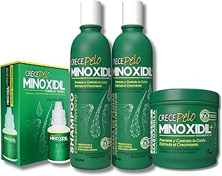 CrecePelo Hair Regrowth Super Kit Plus – 4-Piece Set with Minoxidil 2% & 5% – Anti Hair Loss Treatment – Includes Shampoo, Mask, Leave-In Cream & 5% Minoxidil Topical Solution - NDC: 78192-400